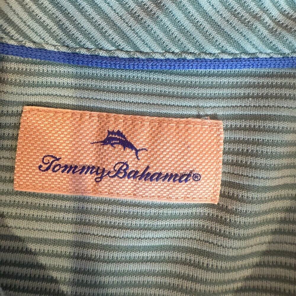 Tommy Bahama XXL Green Striped Polo Shirt Casual Resortwear Preppy - Picture 2 of 7